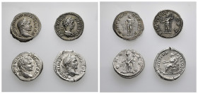 IMPERIO ROMANO. Lote de 4 denarios de Caracalla. MBC+.