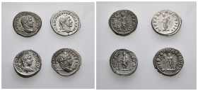 IMPERIO ROMANO. Lote de 4 denarios de Caracalla. MBC+/EBC-.