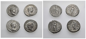 IMPERIO ROMANO. Lote de 4 denarios: Heliogábalo y Caracalla (3). MBC.