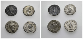 IMPERIO ROMANO. Lote de 4 denarios: Septimio Severo, Geta, Julia Domna y Caracalla. Calidad media MBC+.