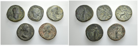 IMPERIO ROMANO. Lote de 5 sestercios: Adriano, Antonino Pío, Faustina (2) y Alejandro Severo. BC+/MBC.