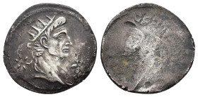 IMPERIO ROMANO. CALÍGULA. Denario. A/ Cabeza radiada de Augusto entre dos estrellas. R/ Incuso. AR 3,59 g. 19,9 mm. Golpecitos en anv. y rev. MBC+. Ra...