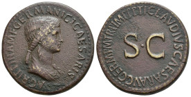 IMPERIO ROMANO. AGRIPINA LA MAYOR. Sestercio. Roma (50-51 d.C.). A/ Busto drapeado y con coleta a der.; AGRIPPINA M F GERMANICI CAESARIS. R/ S C, alre...