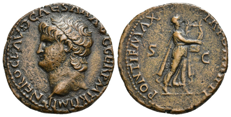 IMPERIO ROMANO. NERÓN. As. Lugdunum (62-68 d.C.). A/ Cabeza a izq.; NERO CLAVD C...