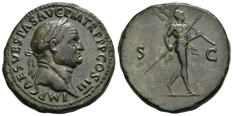 IMPERIO ROMANO. VESPASIANO. Sestercio. Roma (71 d.C.). A/ Busto laureado a der.;...