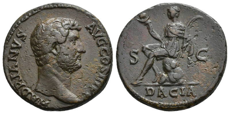 IMPERIO ROMANO. ADRIANO. As. Roma (130-133). A/ Cabeza a der.; HADRIANVS AVG COS...