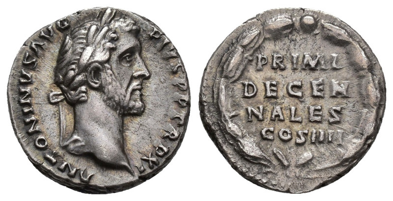 IMPERIO ROMANO. ANTONINO PÍO. Denario. Roma (147-148). A/ Cabeza laureada a der....