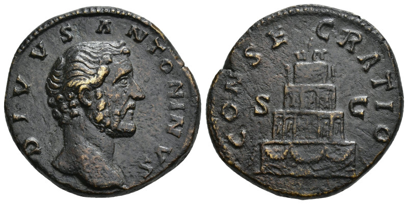 IMPERIO ROMANO. ANTONINO PÍO. Sestercio. Roma (161). A/ Cabeza a der.; DIVVS ANT...
