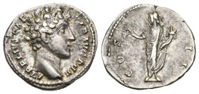 IMPERIO ROMANO. MARCO AURELIO. Denario. Roma (145-160). A/ Cabeza a der.; AVRELIVS CAESAR AVG PII F. R/ Honos a izq. con rama y cornucopia; COS II. AR...
