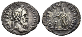 IMPERIO ROMANO. PÉRTINAX. Denario. Roma (193). A/ Cabeza laureada a der.; IMP CAES P HELV PERTIN AVG. R/ El emperador velado y togado a izq. sacrifica...