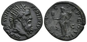 IMPERIO ROMANO. PÉRTINAX. Dupondio. Roma (193). A/ Cabeza radiada a der.; IMP CAES P HELV PERTIN AVG. R/ Liberalitas a izq. con ábaco y cornucopia; LI...