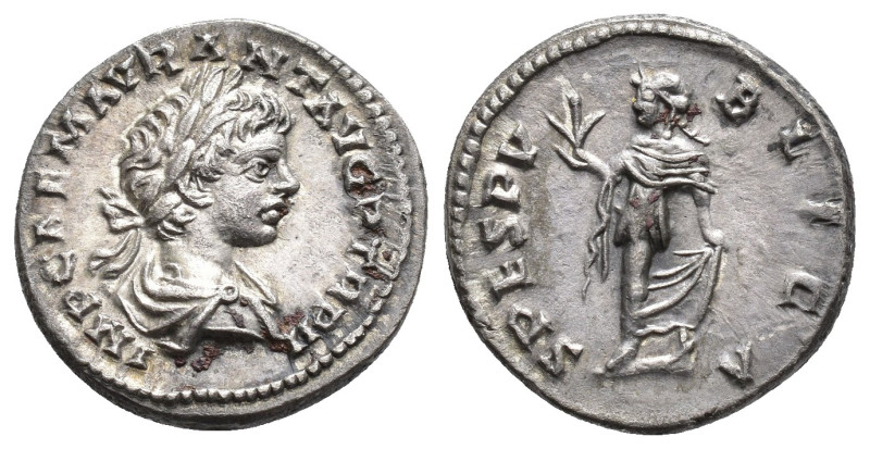 IMPERIO ROMANO. CARACALLA. Denario. Laodicea (199). A/ Busto laureado y drapeado...