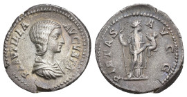 IMPERIO ROMANO. PLAUTILLA. Denario. Roma (202-205). A/ Busto drapeado a der.; PLAVTILLA AVGVSTA. R/ Pietas con cetro y niño a der.; PIETAS AVG. AR 3,4...