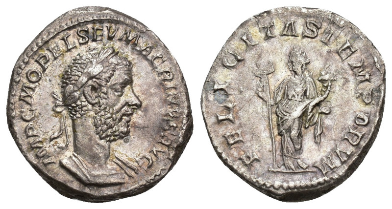IMPERIO ROMANO. MACRINO. Denario. Roma (217-218). A/ Busto laureado y acorazado ...