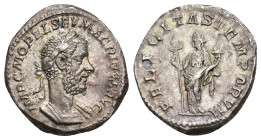 IMPERIO ROMANO. MACRINO. Denario. Roma (217-218). A/ Busto laureado y acorazado a der.; IMP CM OPEL SEV MACRINVS AVG. R/ Felicitas a izq. con cornucop...