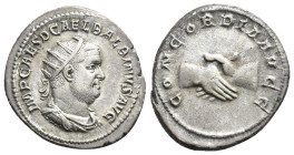 IMPERIO ROMANO. BALBINO. Antoniniano. Roma (238). A/ Busto radiado, drapeado y acorazado a der.; IMP CAES D CAEL BALBINVS AVG. R/ Manos estrechadas; C...