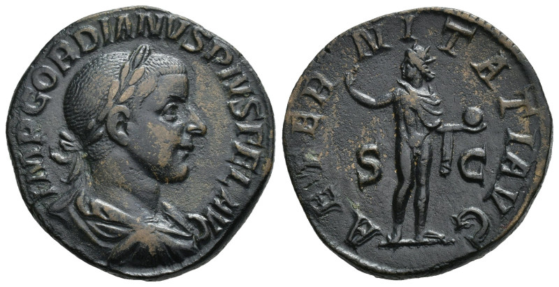 IMPERIO ROMANO. GORDIANO III. Sestercio. Roma (241-244). A/ Busto laureado y dra...