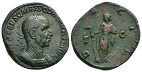 IMPERIO ROMANO. TRAJANO DECIO. Sestercio. Roma (249). A/ Busto laureado y acorazado a der.; IMP CAES C MESS Q D(…). R/ Dacia con estandarte en forma d...