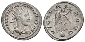 IMPERIO ROMANO. HOSTILIANO. Antoniniano. Antioquía (251). A/ Busto radiado y drapeado a der.; C OVAL OSTIL MES COVINTVS AVG. R/ Victoria sobre globo a...
