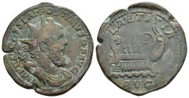 IMPERIO ROMANO. PÓSTUMO. Sestercio. Lugdunum (260-269). A/ Busto radiado y drapeado a der.; IMP C M CASS LAT POSTVMVS P F AVGG. R/ Galera; LAETITIA/AV...