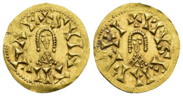 REINO VISIGODO. SUINTHILA. Tremissis. Eliberri . AU 1,41 g. 20,4 mm. CNV-288.8. Mínima grieta. EBC.