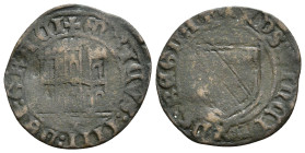 REINOS DE CASTILLA Y LEÓN. Enrique IV. Blanca de la banda. Toledo . A/ T debajo del castillo. R/ VE 2,29 g. 24 mm. III-no; BMM-983.3. Golpe en anv. BC...