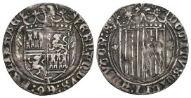 REYES CATÓLICOS. Real. Toledo. A/ Anterior a la pragmática de 1497. Florones en rev. AR 2,76 g. 25,4 mm. AC-453. Raya en anv. MBC. Escasa.