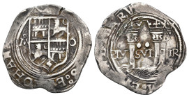 JUANA Y CARLOS. 2 reales. S/F. México. A/ O(Mº-O). R/ AR 6,71 g. 27,3 mm. AC-103. Cospel irregular. MBC.