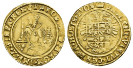 CARLOS V. Florín carolus. S/F. Amberes. AU 2,91 g. 22,9 mm. DEL-G101; Vanhoudt-222.AN. MBC. Escasa.