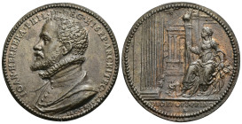 FELIPE II. Medalla Juan de Herrera. Grabador: J. Trezzo. Fundición s. XIX.EBC.