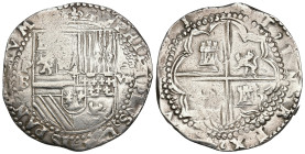 FELIPE II. 8 reales. S/F. Potosí. B. AR 27,13 g. 38,1 mm. AC-672. MBC-.