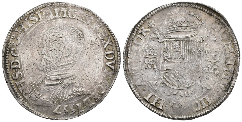 FELIPE II. Escudo felipe. 1557. Nimega. AR 34,3 g. 43,6 mm. Vanhoudt-233.NIJ. Li...