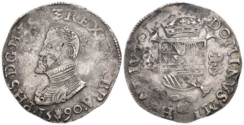 FELIPE II. Escudo felipe. 1590. Amberes. AR 33,85 g. 41,5 mm. Vanhoudt-362.AN. L...