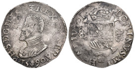 FELIPE II. Escudo felipe. 1590. Amberes. AR 33,85 g. 41,5 mm. Vanhoudt-362.AN. Leves oxidaciones. MBC. Escasa.