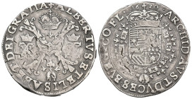 ISABEL Y ALBERTO. Patagón. 1620. Bruselas. AR 27,87 g. 41,5 mm. Vanhoudt-619.BS. Ligera plata agria y rayitas. MBC-. Muy escasa.