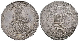 FELIPE IV. Ducatón. 1634. Amberes. AR 32,11 g. 42,4 mm. Vanhoudt-642AN. Pequeñas marcas. MBC.