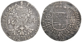 FELIPE IV. Patagón. 1644. Amberes. AR 27,88 g. 42 mm. Vanhoudt-645.AN. Ligera plata agria. MBC.