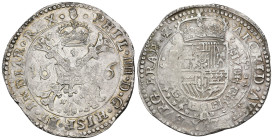 FELIPE IV. Patagón. 1656. Amberes. AR 27,99 g. 44,7 mm. Vanhoudt-645.AN. Vanos. MBC+/MBC.