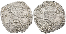 FELIPE IV. Patagón. 1627. Dôle. AR 27,75 g. 42,8 mm. Vanhoudt-645.DL. MBC-/MBC.
