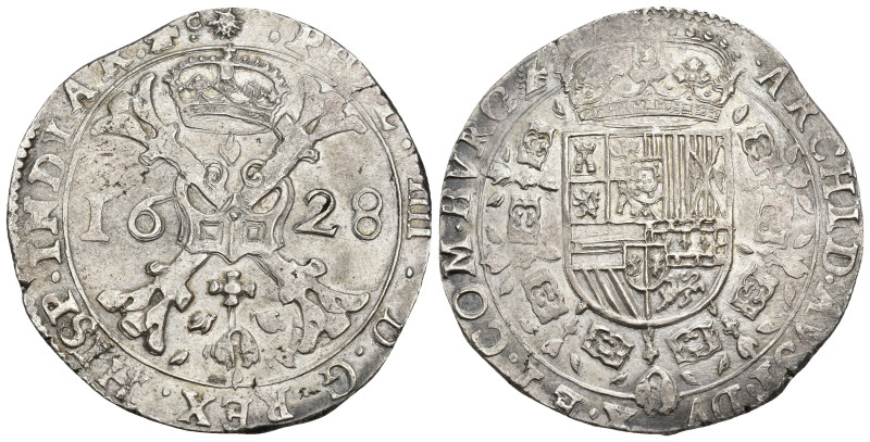 FELIPE IV. Patagón. 1628. Dôle. AR 27,79 g. 41,5 mm. Vanhoudt-645.DL. MBC+.