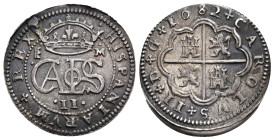 CARLOS II. 2 reales. 1682. Segovia. M. AR 5,62 g. 26,4 mm. AC-442. Anv. ligeramente descentrado. Rebaba en rev. EBC.