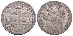 CARLOS II. Tarí. 1684. Nápoles. AG/A. AR 5,65 g. 26,3 mm. MIR-298.2. Rayas de ajuste en rev. B.O. EBC+.