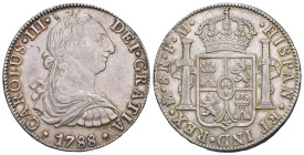 CARLOS III. 8 reales. 1788. México. FM. AR 26,96 g. 38,2 mm. VI-953. Pequeñas marcas. MBC.