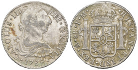 CARLOS III. 8 reales. 1789. México. FM. AR 26,86 g. 38,7 mm. VI-954. MBC-/MBC.