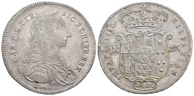 CARLOS III. 120 grana. 1750. Nápoles. AR 25,13 g. 42,2 mm. MIR-337; KM-169. R.B.O. MBC. Rara.