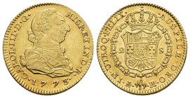 CARLOS III. 2 escudos. 1773. Madrid. PJ. AU 6,7 g. 22,3 mm. VI-1285. R.B.O. MBC+/EBC.
