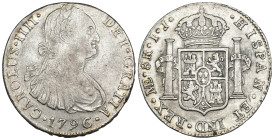 CARLOS IV. 8 reales. 1796. Lima. IJ. AR 26,79 g. 39,5 mm. VI-758. MBC.