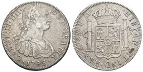 CARLOS IV. 8 reales. 1793. México. FM. AR 26,86 g. 39,5 mm. VI-789. Pequeñas marcas. MBC/MBC+.