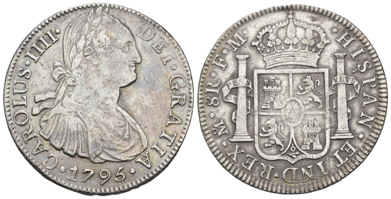 CARLOS IV. 8 reales. 1795. México. FM. AR 26,9 g. 39,2 mm. VI-791. Pequeñas marc...