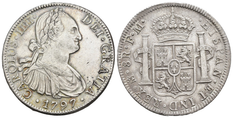 CARLOS IV. 8 reales. 1797. México. FM. AR 26,93 g. 39,7 mm. VI-793. MBC+.